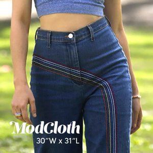 Modcloth High Rise Rainbow With Me Wide Leg Jeans 10 /31" inseam